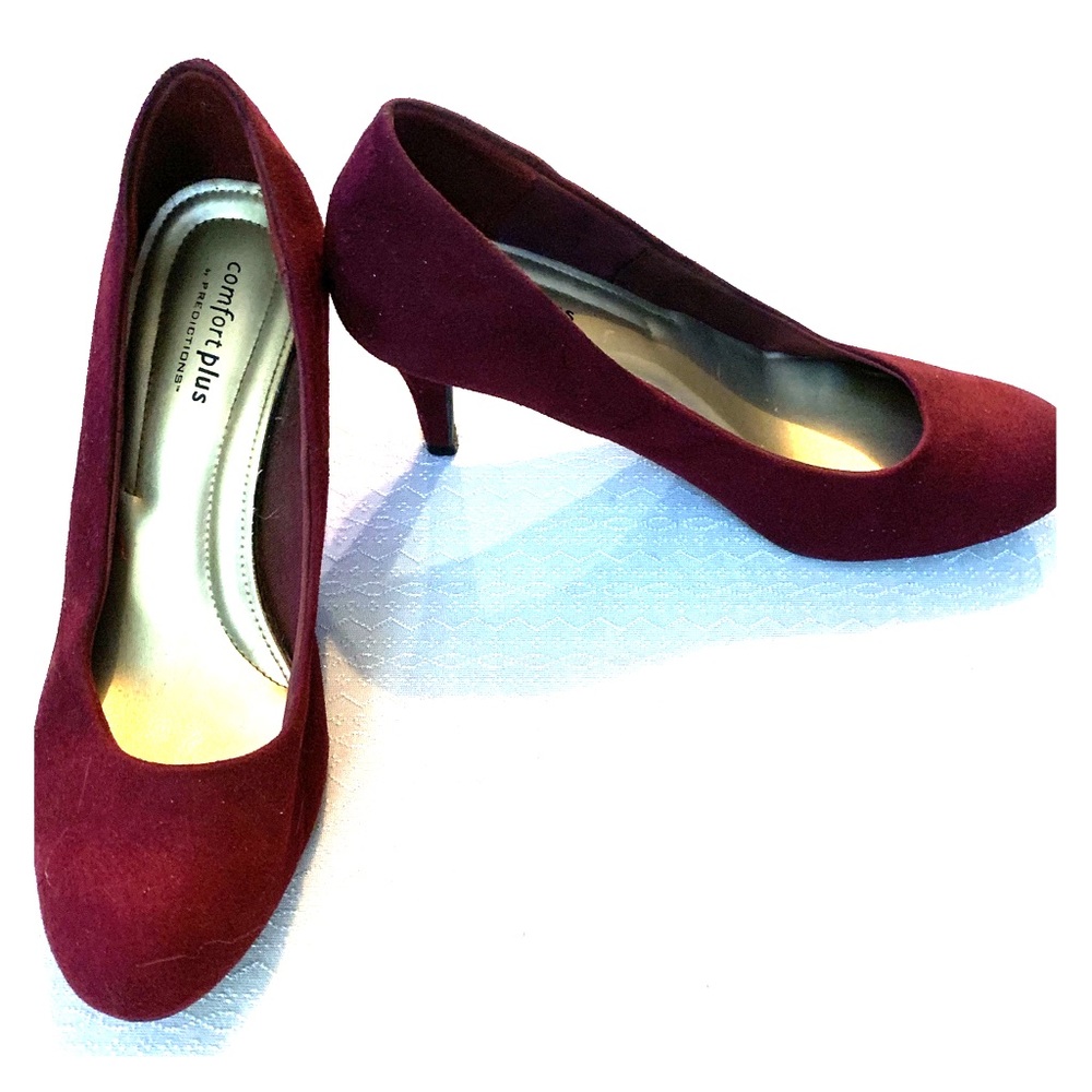 Comfort Plus by Predictions Burgundy Suede Heels